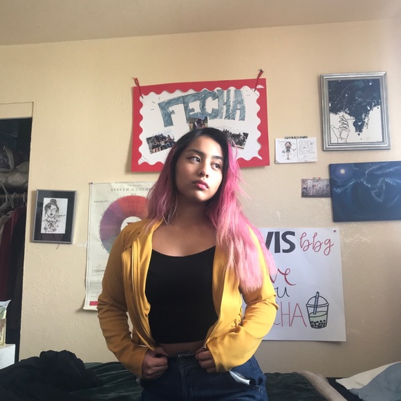 🌻Cropped Mustard Golden Jacket🌻 - Picture 1 of 4